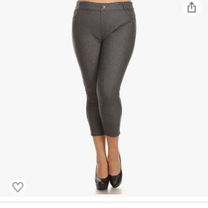 New womens stretchy skinny jeggings capris pull on style